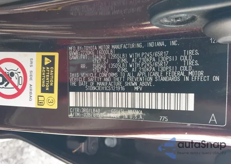 2012 Toyota Highlander Se V6 z USA, uszkodzony, nr VIN 5TDBK3EH1CS121916